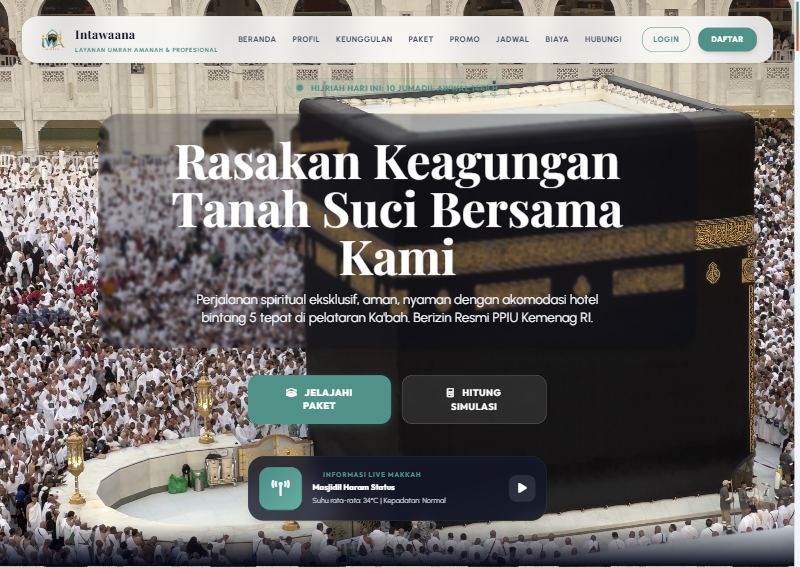 Screenshot website perjalanan Intawaana
